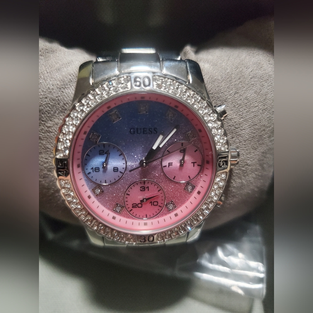 GUESS- pink and blue watch